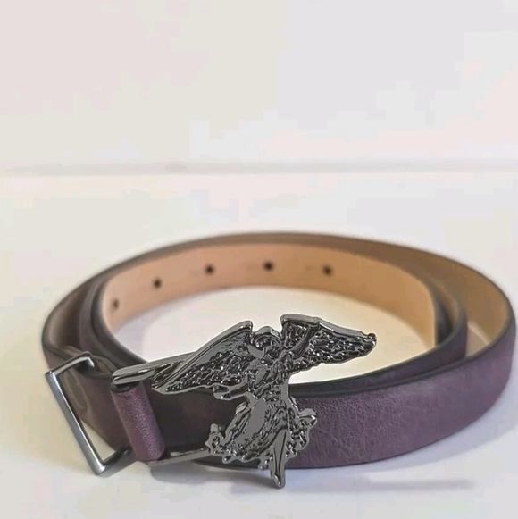 John Fluevog Accessories - John Fluevog Ladies Leather Belt Purple Angel Buckle Size 36